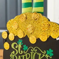 Glitzhome Pot Of Gold  Decor St. Patricks Day Porch Sign