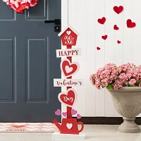 Glitzhome Wooden Heart  Decor Christmas Porch Sign