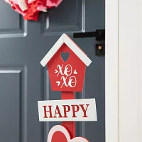 Glitzhome Wooden Heart  Decor Christmas Porch Sign