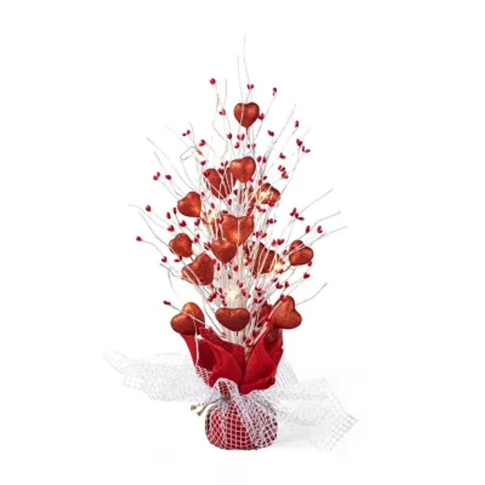 Glitzhome Lighted  Heart Tree Valentines Day Tabletop Decor