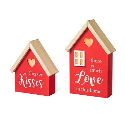 Glitzhome Lighted 2-pc. Valentines Day Tabletop Decor