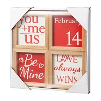 Glitzhome Block 4-pc. Valentines Day Tabletop Decor