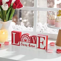 Glitzhome Wooden Love Valentines Day Tabletop Decor