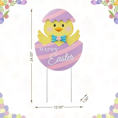 Glitzhome Metal Chick Egg Easter Yard Art