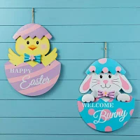 Glitzhome Set Of 2 Metal Egg Easter Yard Art