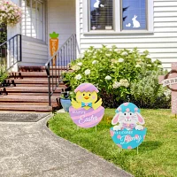 Glitzhome Set Of 2 Metal Egg Easter Yard Art