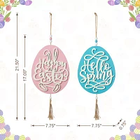 Glitzhome Easter Wooden Eggs Door Hanger 2-pc. Wall Sign