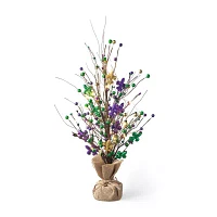 Glitzhome Lighted Mardi Gras Tree Tabletop Decor