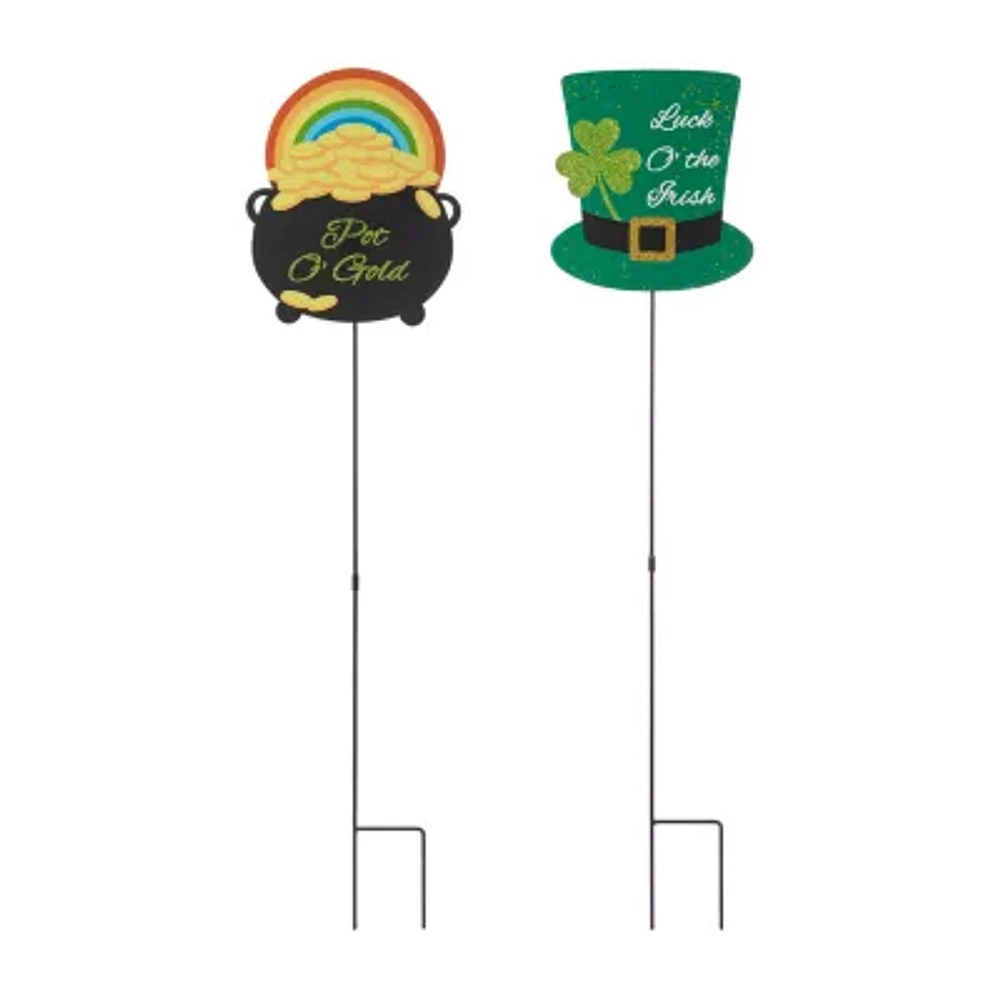 Glitzhome Set Of 2 Metal St. Patricks Day Yard Art