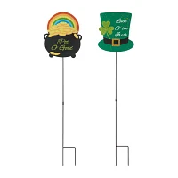 Glitzhome Set Of 2 Metal St. Patricks Day Yard Art