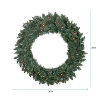 Pre-Lit Traditional Pine Artificial Christmas Wreath - 30-Inch  Multi Lights