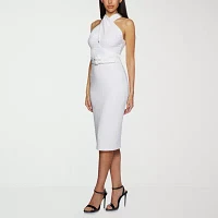 Premier Amour Womens Sleeveless Midi Sheath Dress