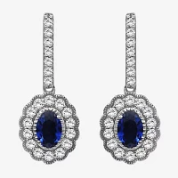 3/4 CT. T.W. Gemstone 10K Gold Oval Drop Earrings