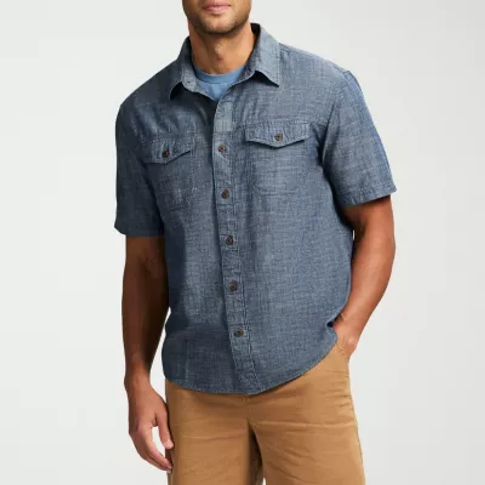 CAT Utility Mens Regular Fit Short Sleeve Button-Down Shirt