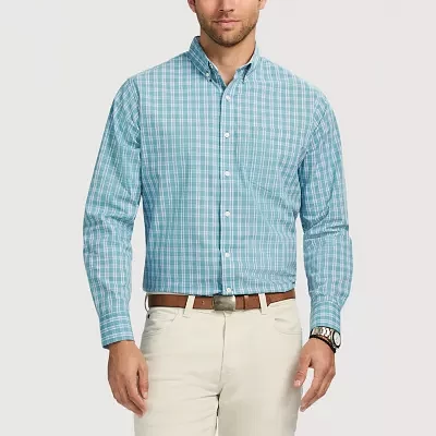 IZOD Performance Comfort Mens Classic Fit Long Sleeve Plaid Button-Down Shirt