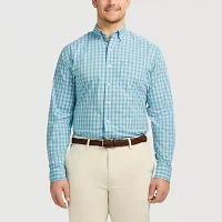 IZOD Performance Comfort Big and Tall Mens Classic Fit Long Sleeve Plaid Button-Down Shirt