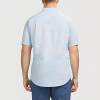 IZOD Dockside Chambray Big and Tall Mens Classic Fit Short Sleeve Striped Button-Down Shirt