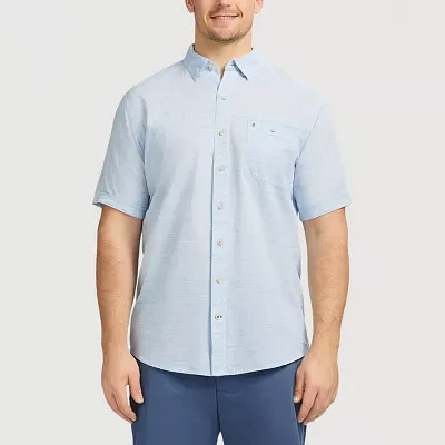 IZOD Dockside Chambray Big and Tall Mens Classic Fit Short Sleeve Striped Button-Down Shirt