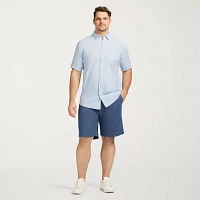 IZOD Dockside Chambray Big and Tall Mens Classic Fit Short Sleeve Striped Button-Down Shirt