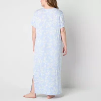 Liz Claiborne Cool and Calm Womens Plus Short Sleeve V Neck Nightshirt
