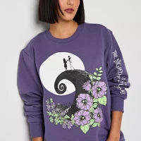 Juniors Nightmare Before Christmas Crew Sweatshirt Womens Neck Long Sleeve