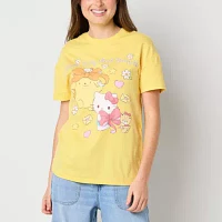 Juniors Pompompurri Boyfriend Tee Womens Crew Neck Short Sleeve Hello Kitty Graphic T-Shirt