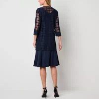 Maya Brooke Womens Windowpane Jacket Dress