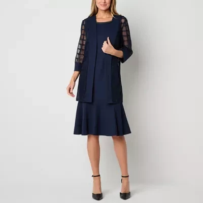 Maya Brooke Womens Windowpane Jacket Dress