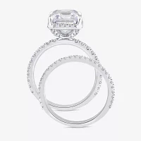 Signature By Modern Bride (G / Si1-Si2) Womens 5 CT. T.W. Lab Grown White Diamond 14K White Gold Side Stone Halo Bridal Set