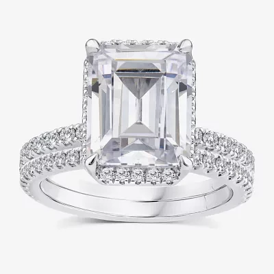 Signature By Modern Bride (G / Si1-Si2) Womens 5 CT. T.W. Lab Grown White Diamond 14K White Gold Side Stone Halo Bridal Set