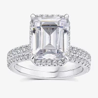 Signature By Modern Bride (G / Si1-Si2) Womens 5 CT. T.W. Lab Grown White Diamond 14K White Gold Side Stone Halo Bridal Set