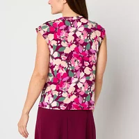 Liz Claiborne Womens Round Neck Sleeveless Blouse