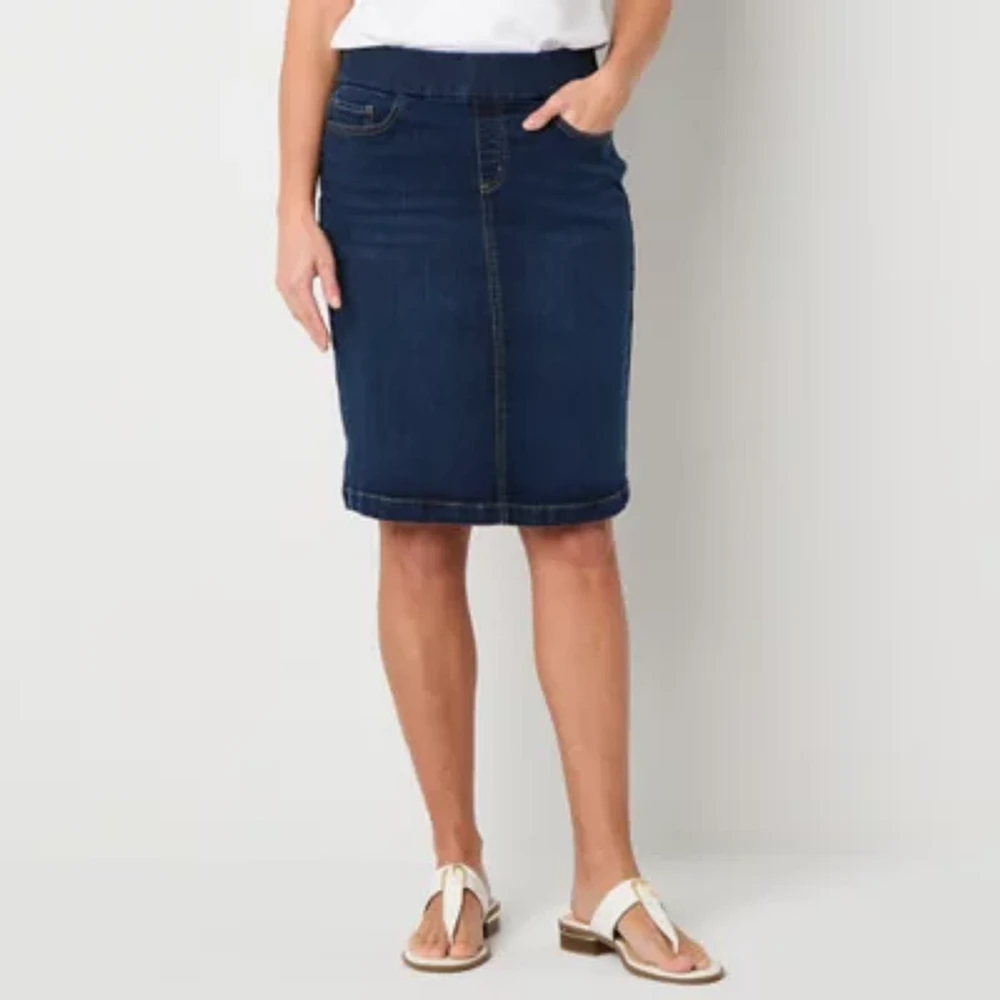 Liz Claiborne Womens Mid Rise Denim Skirt