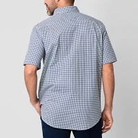 St. John's Bay Poplin Dexterity Mens Easy-on + Easy-off Adaptive Classic Fit Short Sleeve Button-Down Shirt