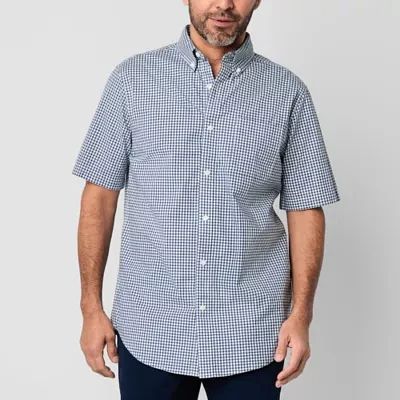 St. John's Bay Poplin Dexterity Mens Easy-on + Easy-off Adaptive Classic Fit Short Sleeve Button-Down Shirt