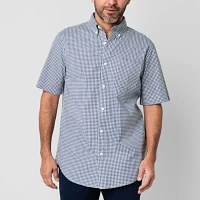 St. John's Bay Poplin Dexterity Mens Easy-on + Easy-off Adaptive Classic Fit Short Sleeve Button-Down Shirt