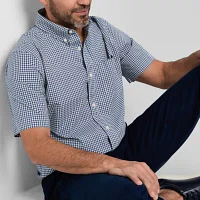 St. John's Bay Poplin Dexterity Mens Easy-on + Easy-off Adaptive Classic Fit Short Sleeve Button-Down Shirt