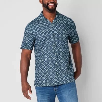 mutual weave Denim Camp Big and Tall Mens Classic Fit Short Sleeve Button-Down Shirt