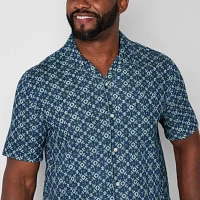 mutual weave Denim Camp Big and Tall Mens Classic Fit Short Sleeve Button-Down Shirt