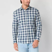 mutual weave Mens Regular Fit Long Sleeve Grid Button-Down Shirt