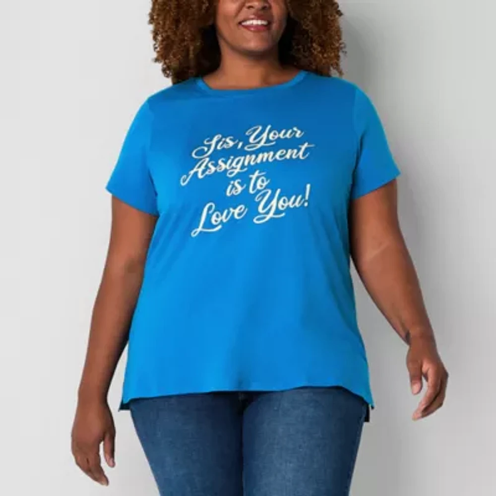 Hope & Wonder Black History Month Womens Plus Short Sleeve Graphic T-Shirt