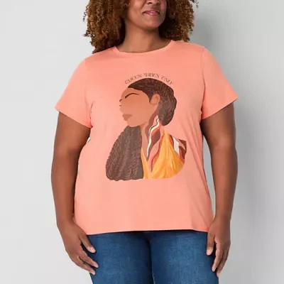 Hope & Wonder Black History Month Womens Plus Short Sleeve 'Queen Vibes Only' Graphic T-Shirt