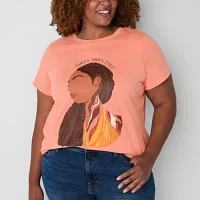 Hope & Wonder Black History Month Womens Plus Short Sleeve 'Queen Vibes Only' Graphic T-Shirt