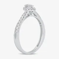 Womens 3/8 CT. T.W. Mined White Diamond 10K Gold Pear Side Stone Crossover Engagement Ring