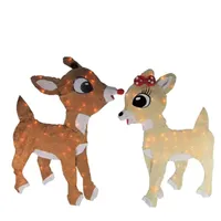 Set of 2 Lighted Rudolph and Clarice Outdoor Christmas Decorations  32"