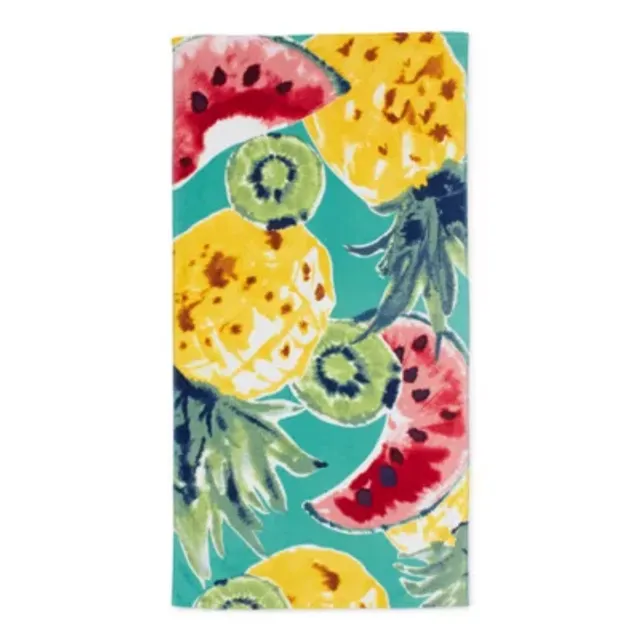 Outdoor Oasis Printed Cool Ombre Leaves Beach Towel