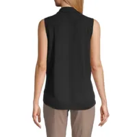 Worthington Womens Sleeveless Regular Fit Button-Down Shirt