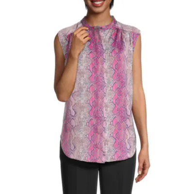 Worthington Womens Y Neck Sleeveless Tunic Top