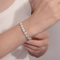 Diamonart White Cubic Zirconia Sterling Silver Round 7.25 Inch Tennis Bracelet