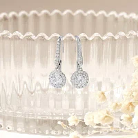 Diamonart White Cubic Zirconia Sterling Silver Round Drop Earrings